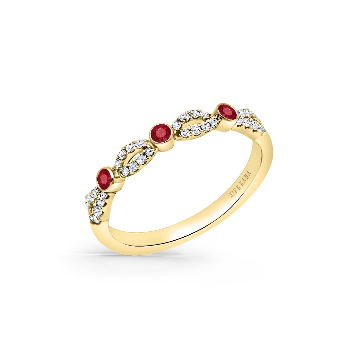 Deco Bezel Accent Ruby Wedding Band