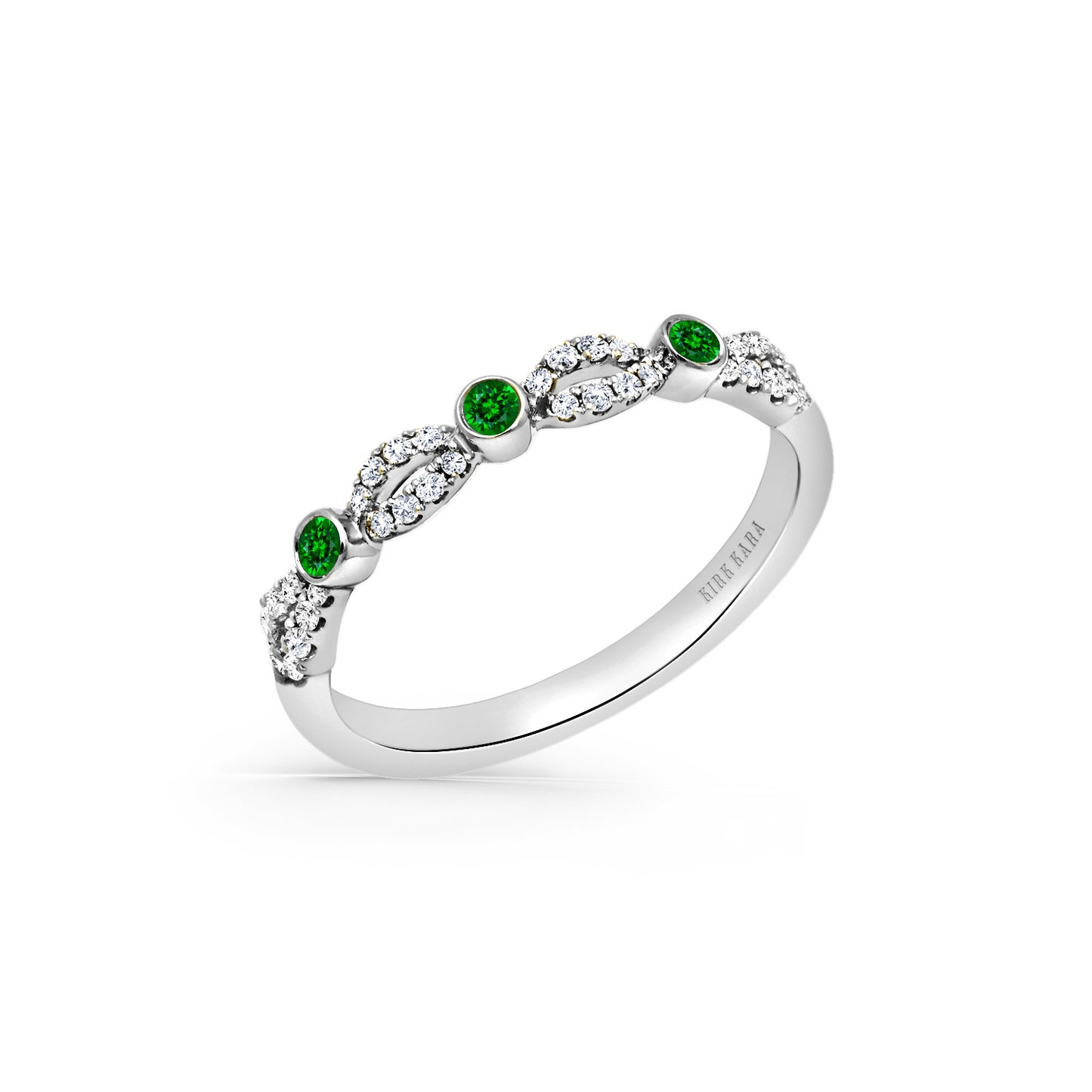 Deco Bezel Accent Tsavorite Wedding Band