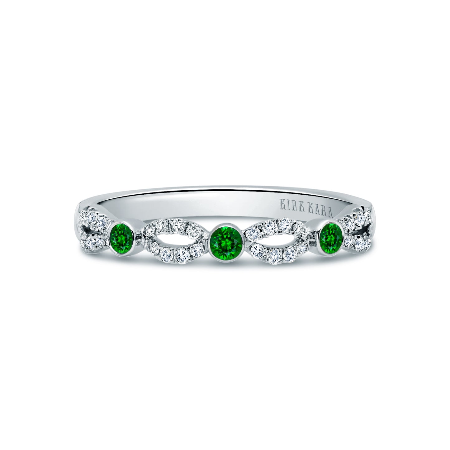 Deco Bezel Accent Tsavorite Wedding Band