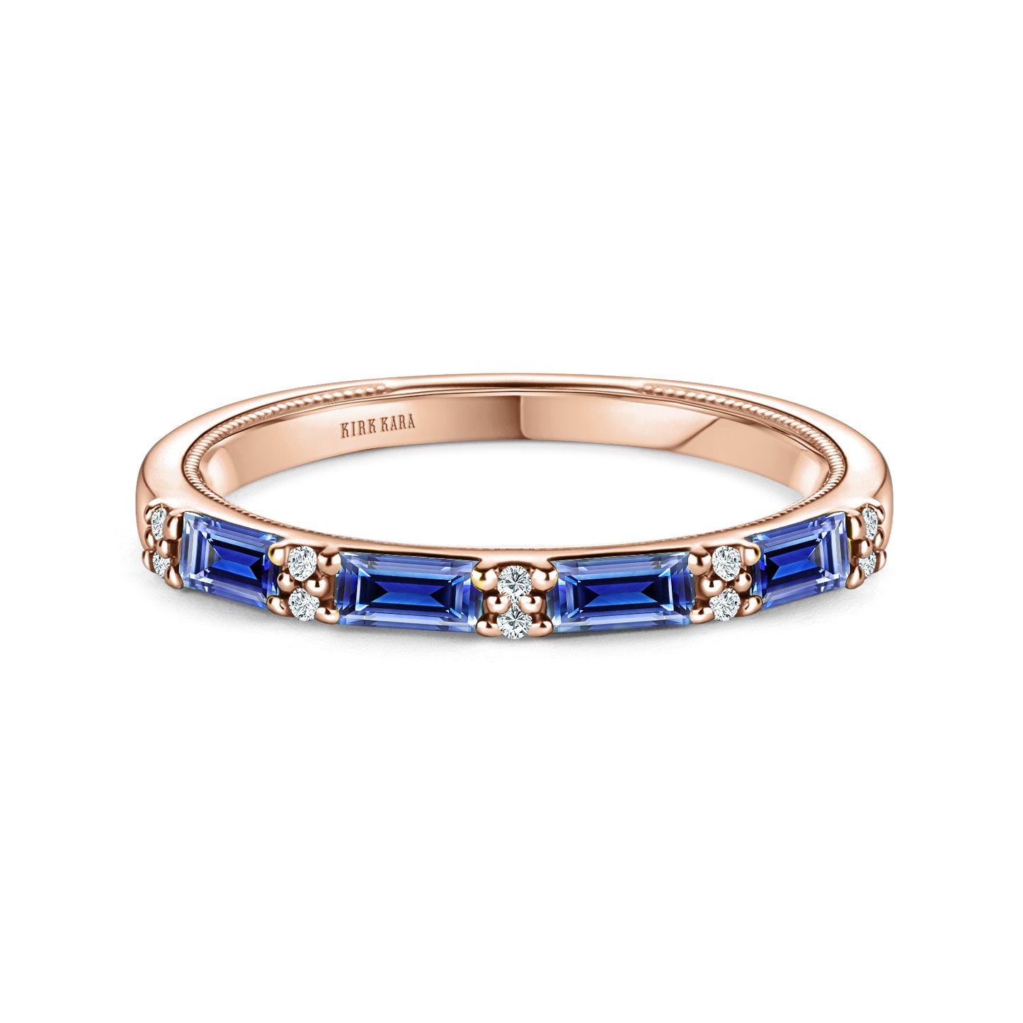 Blue Sapphire Baguette Diamond Wedding Band