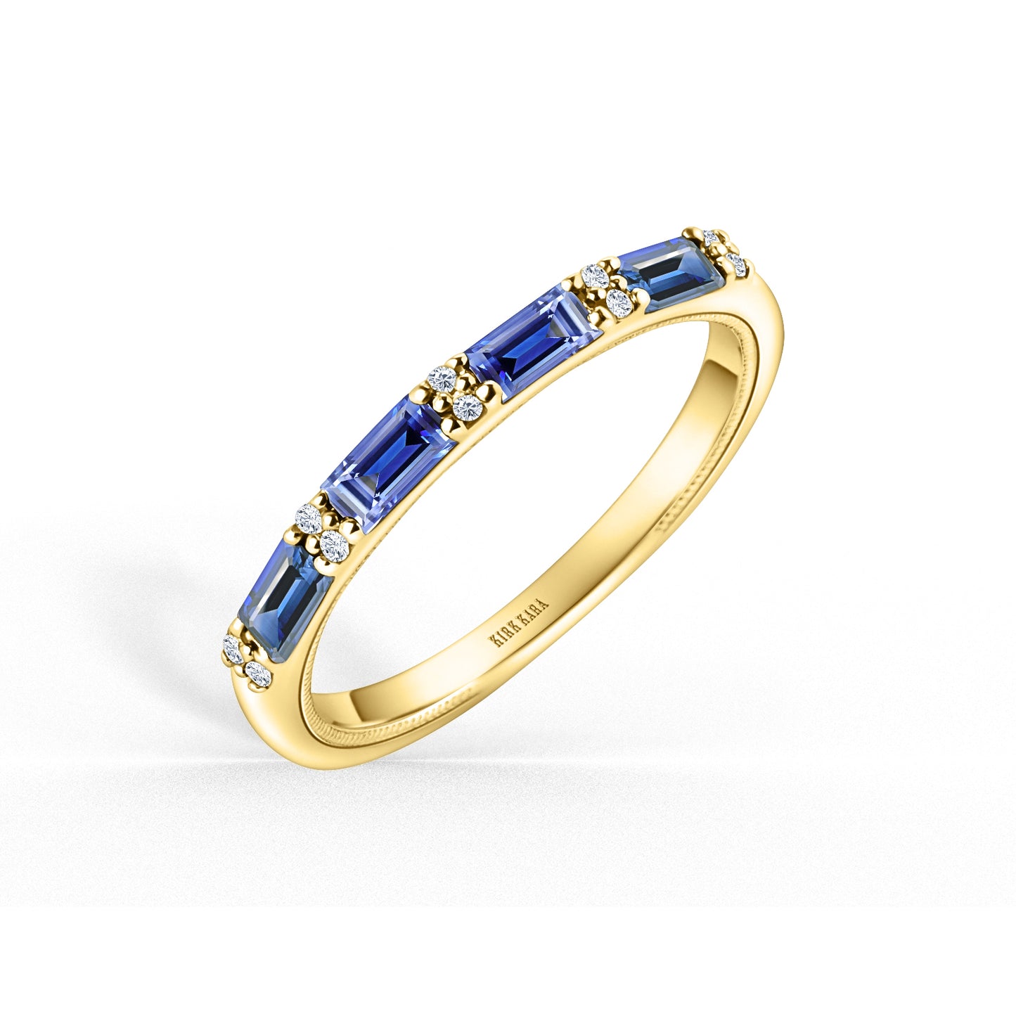 Blue Sapphire Baguette Diamond Wedding Band