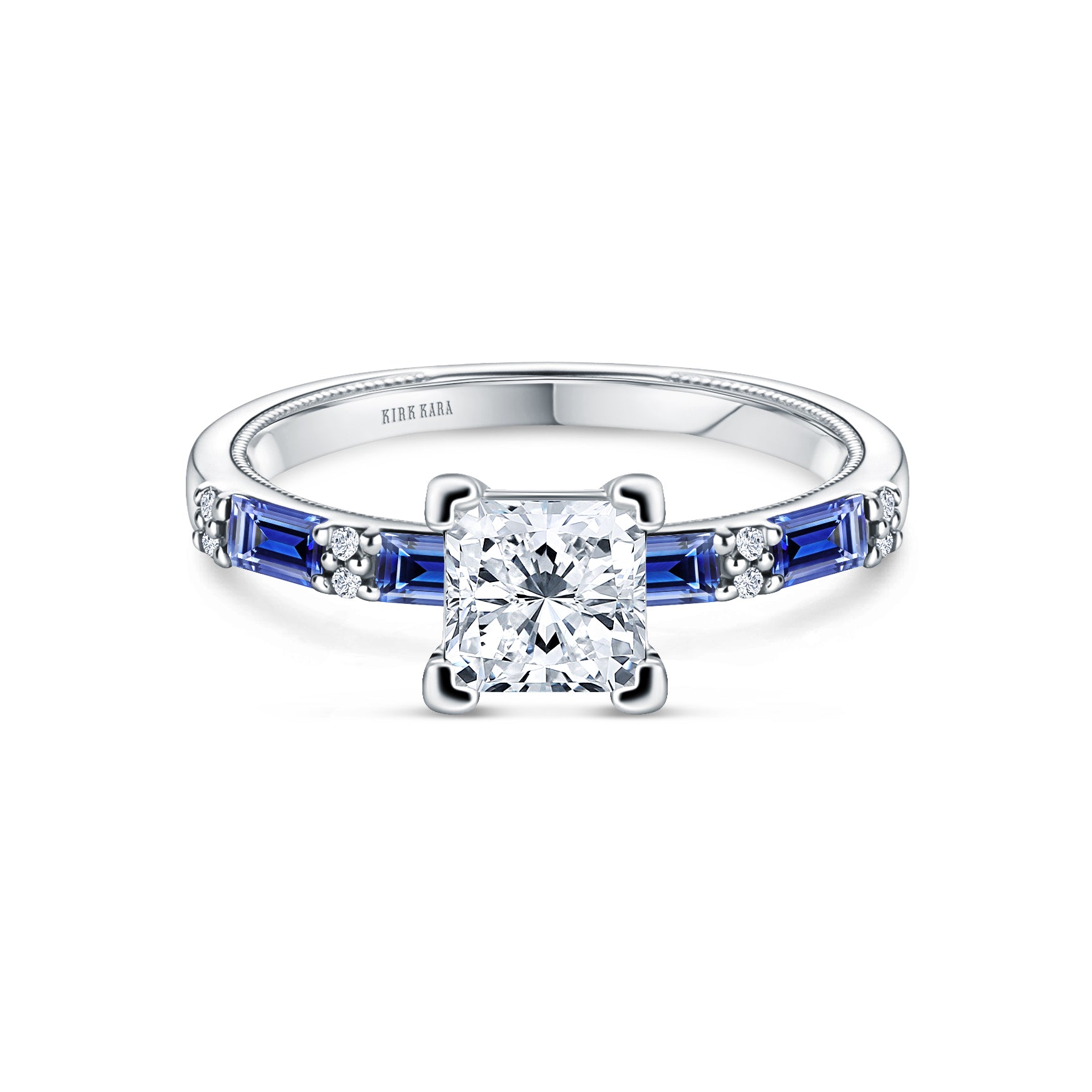 2.01 Princess Cut Simulated Blue Sapphire Wedding Ring set Curved 14k White  Gold | eBay