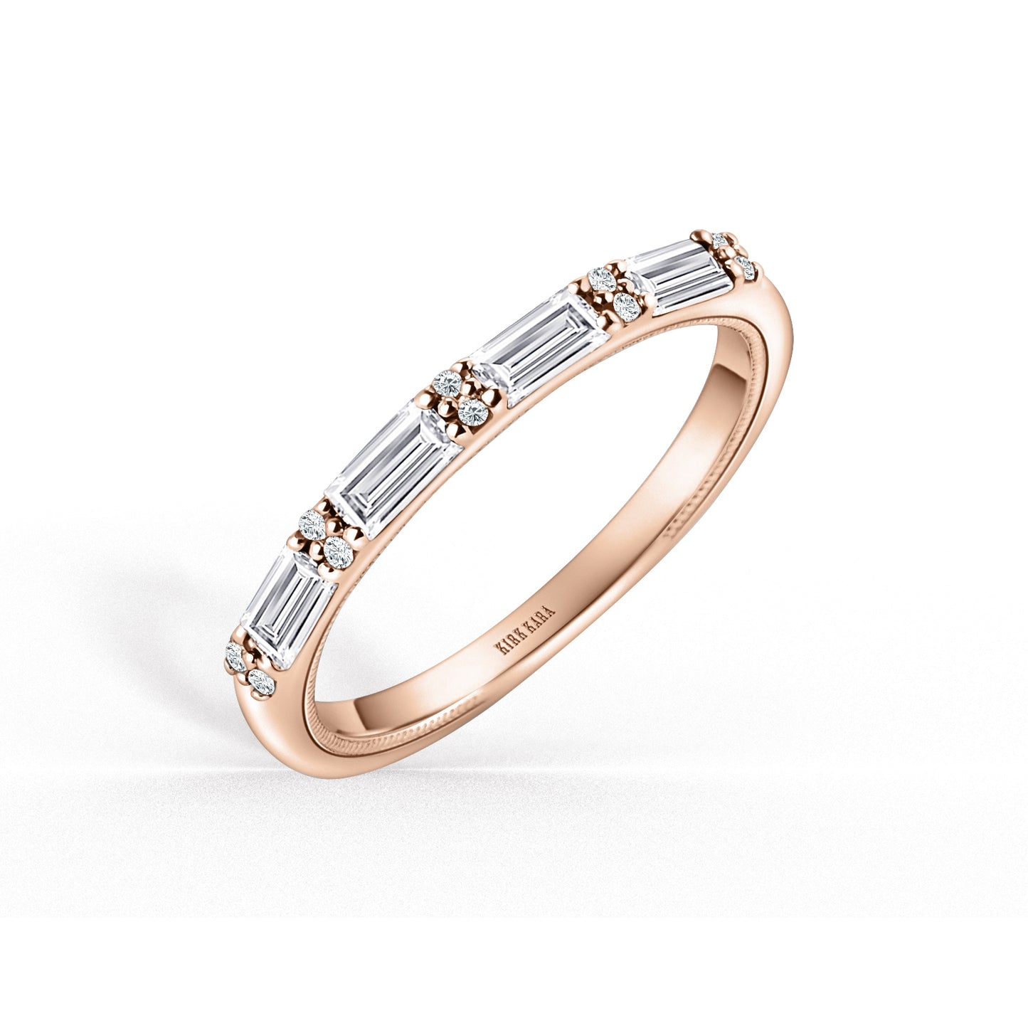 Baguette Diamond Milgrain Wedding Band