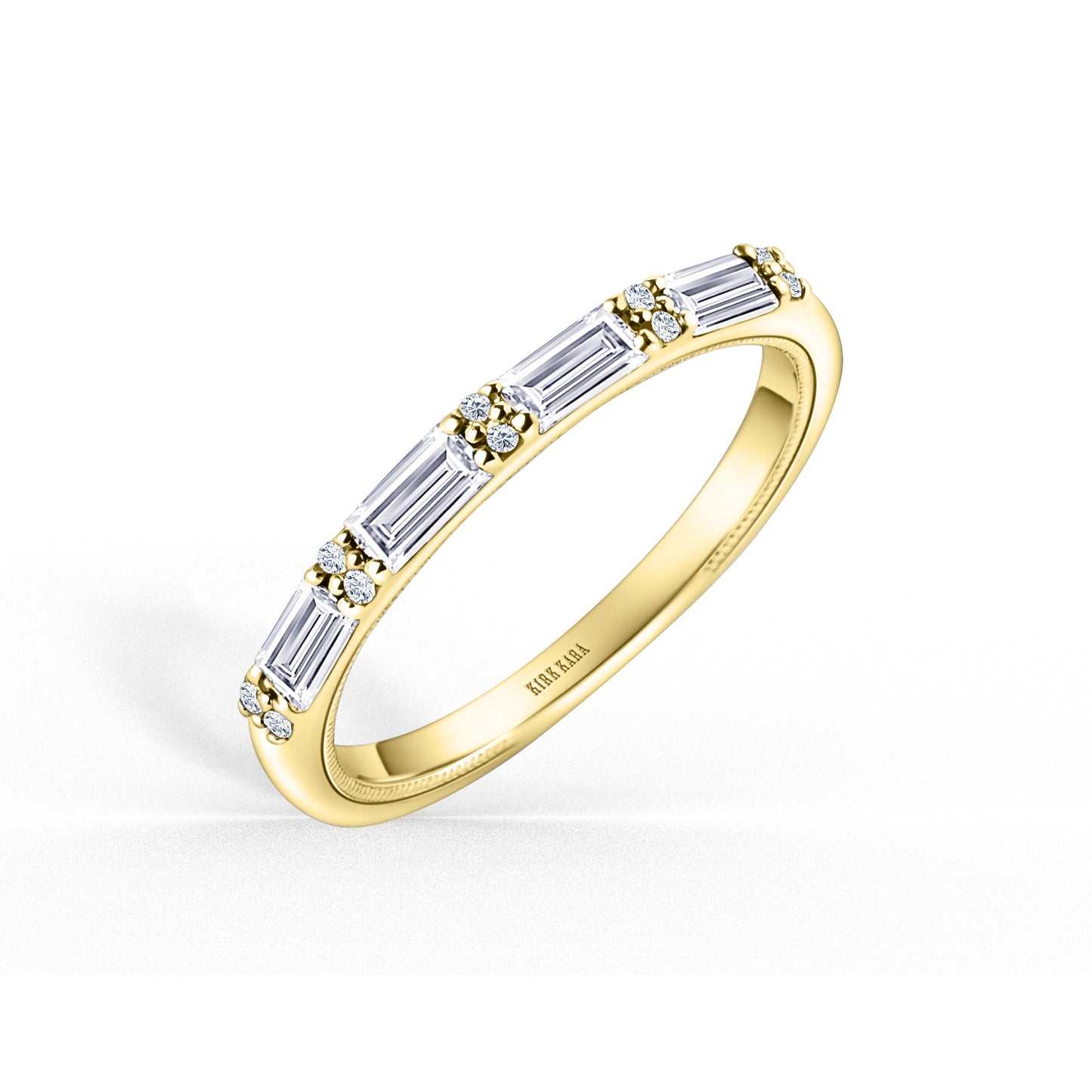 Baguette Diamond Milgrain Wedding Band