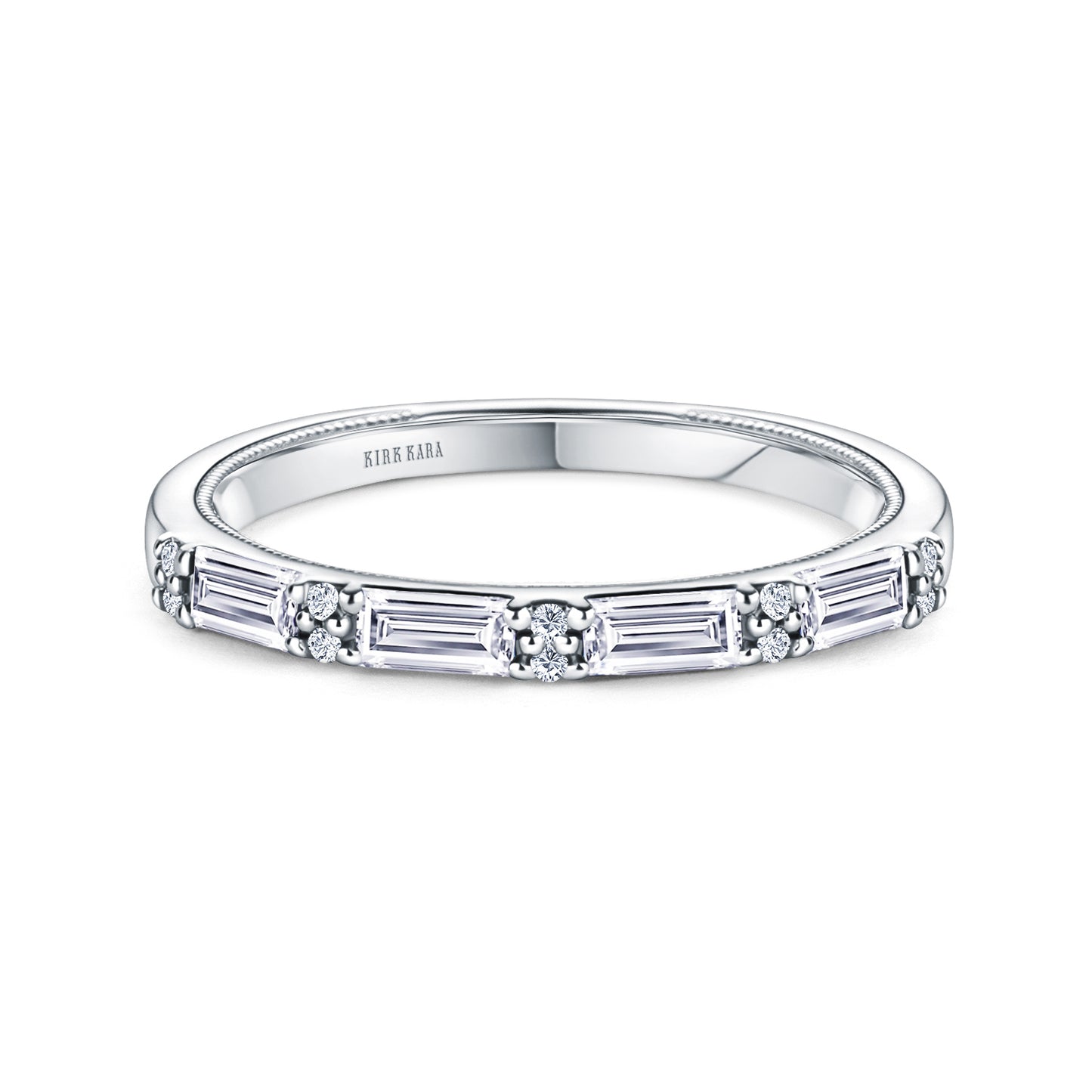 Baguette Diamond Milgrain Wedding Band