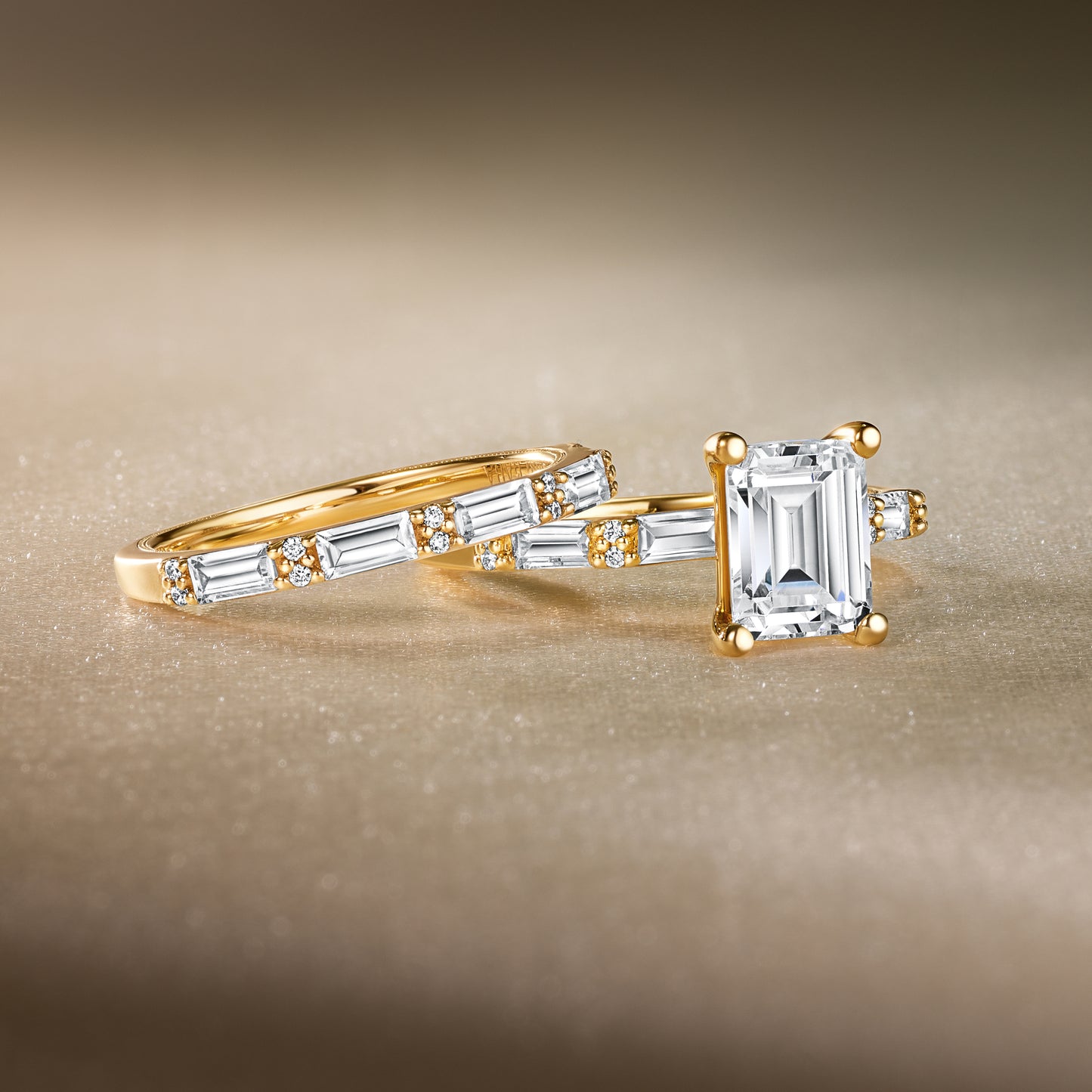 Baguette Diamond Milgrain Engagement Ring