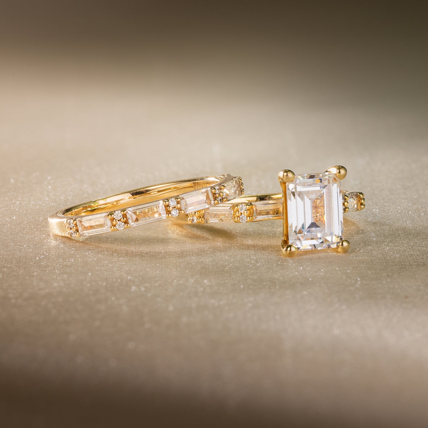 Baguette Diamond Milgrain Engagement Ring