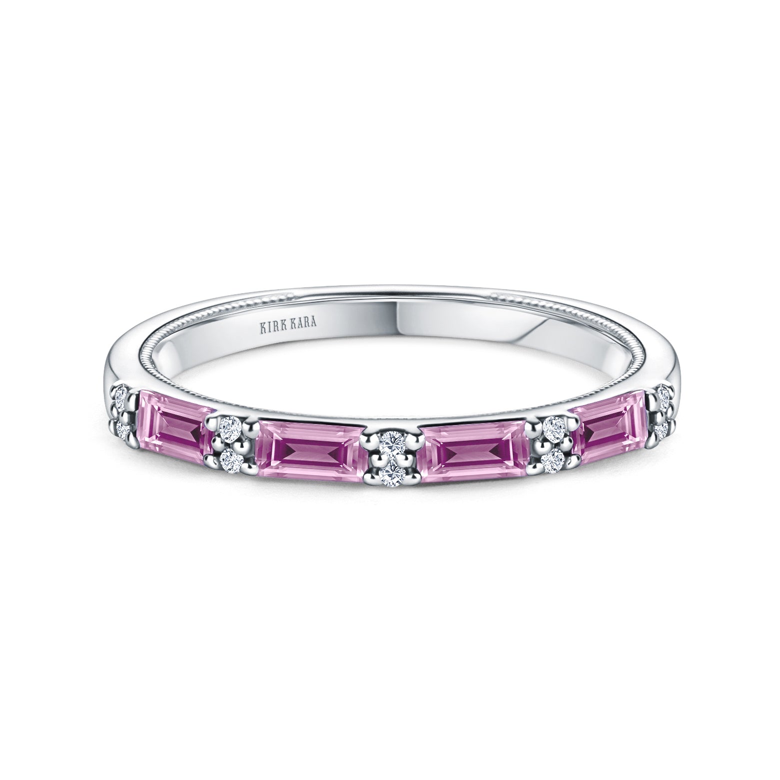 Pink Sapphire Baguette Diamond Wedding Band – Kirk Kara