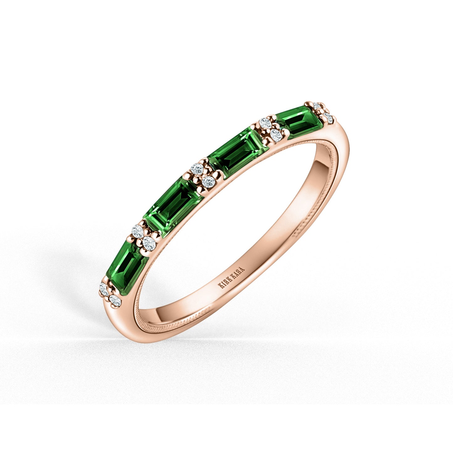 Tsavorite Baguette Diamond Wedding Band