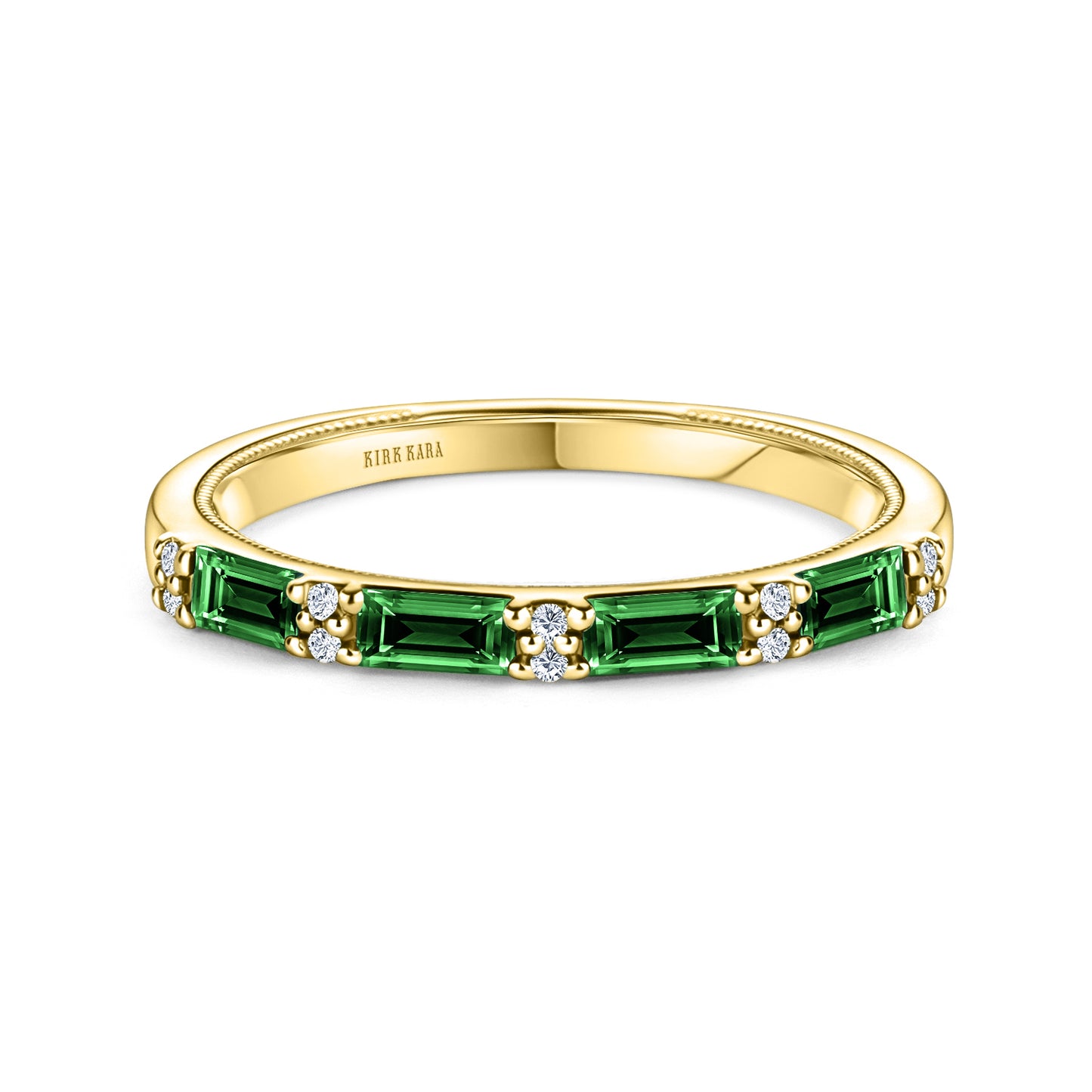 Tsavorite Baguette Diamond Wedding Band