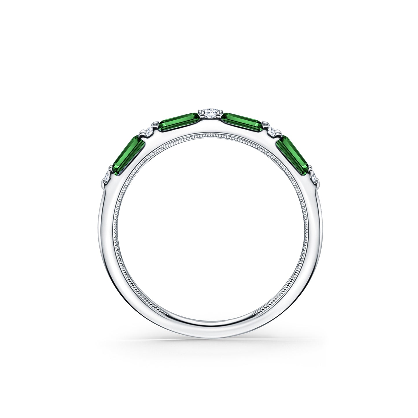 Tsavorite Baguette Diamond Wedding Band