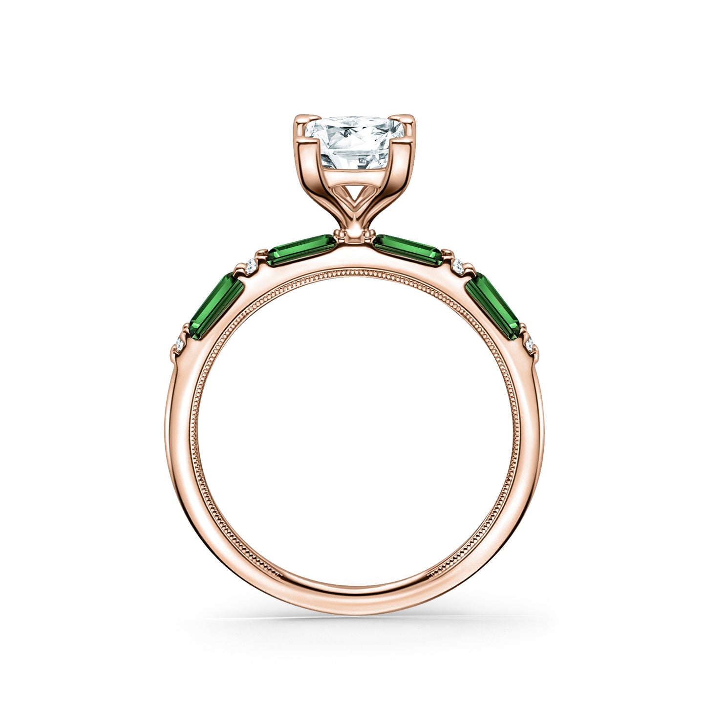 Tsavorite Baguette Diamond Engagement Ring