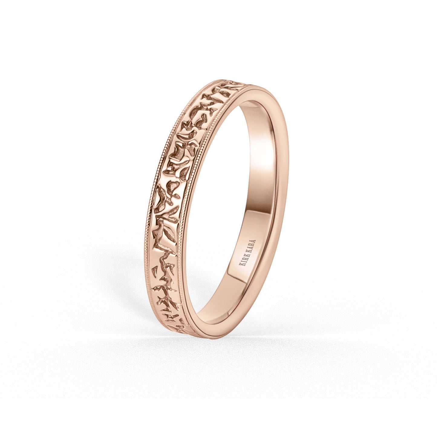 Thin Nugget Engraved Wedding Band, 3mm