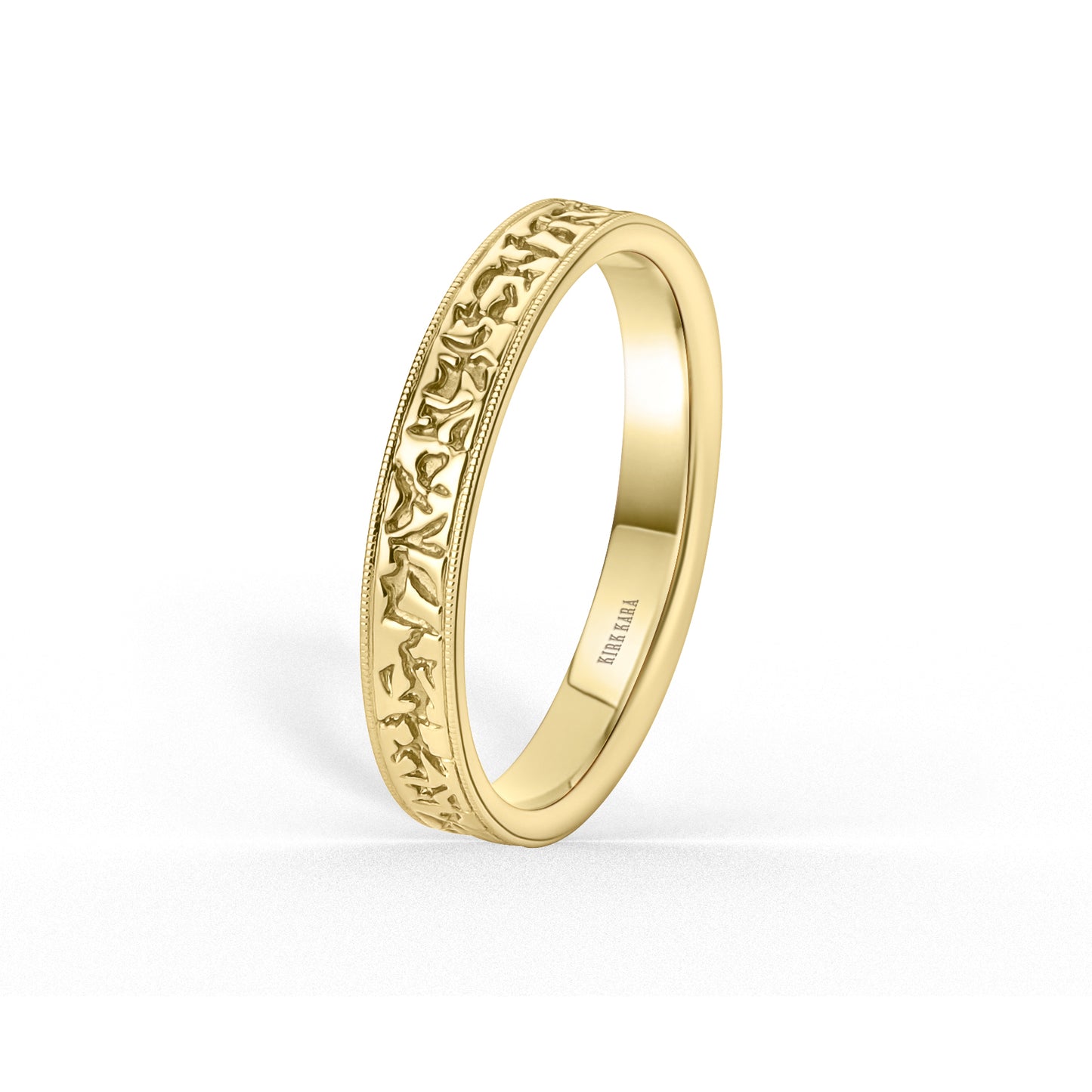 Thin Nugget Engraved Wedding Band, 3mm