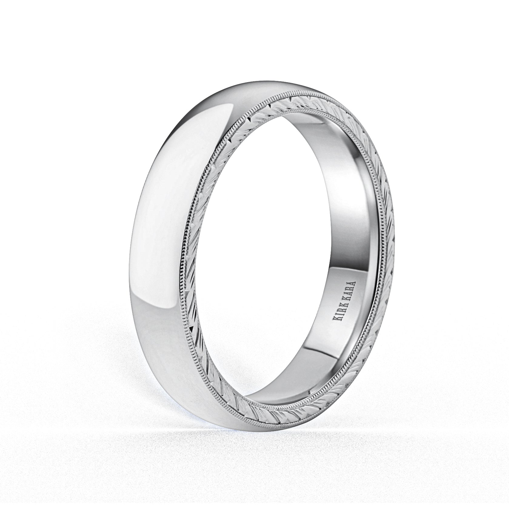 Elma Jewellery Platinum Court Shaped Wedding Band – Millgrain Edge – 3-7mm – UK Made