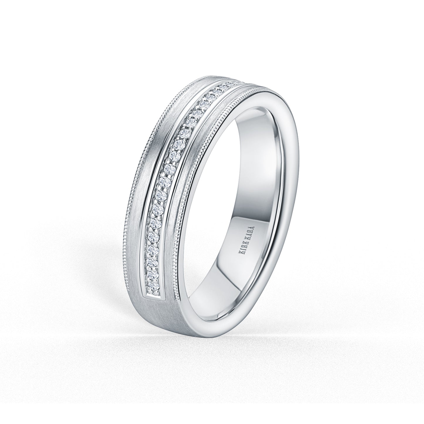 Thin Diamond Pavé Accent Satin Wedding Band, 5mm – Kirk Kara