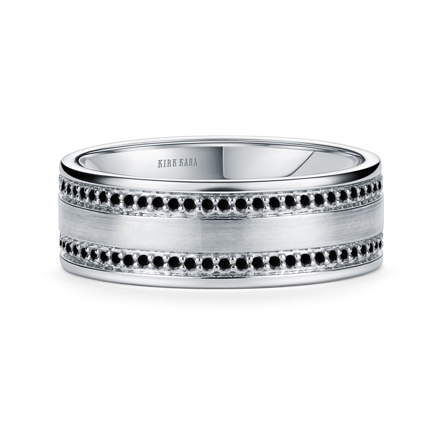 Black Diamond Eternity Satin Wedding Band, 7.5mm