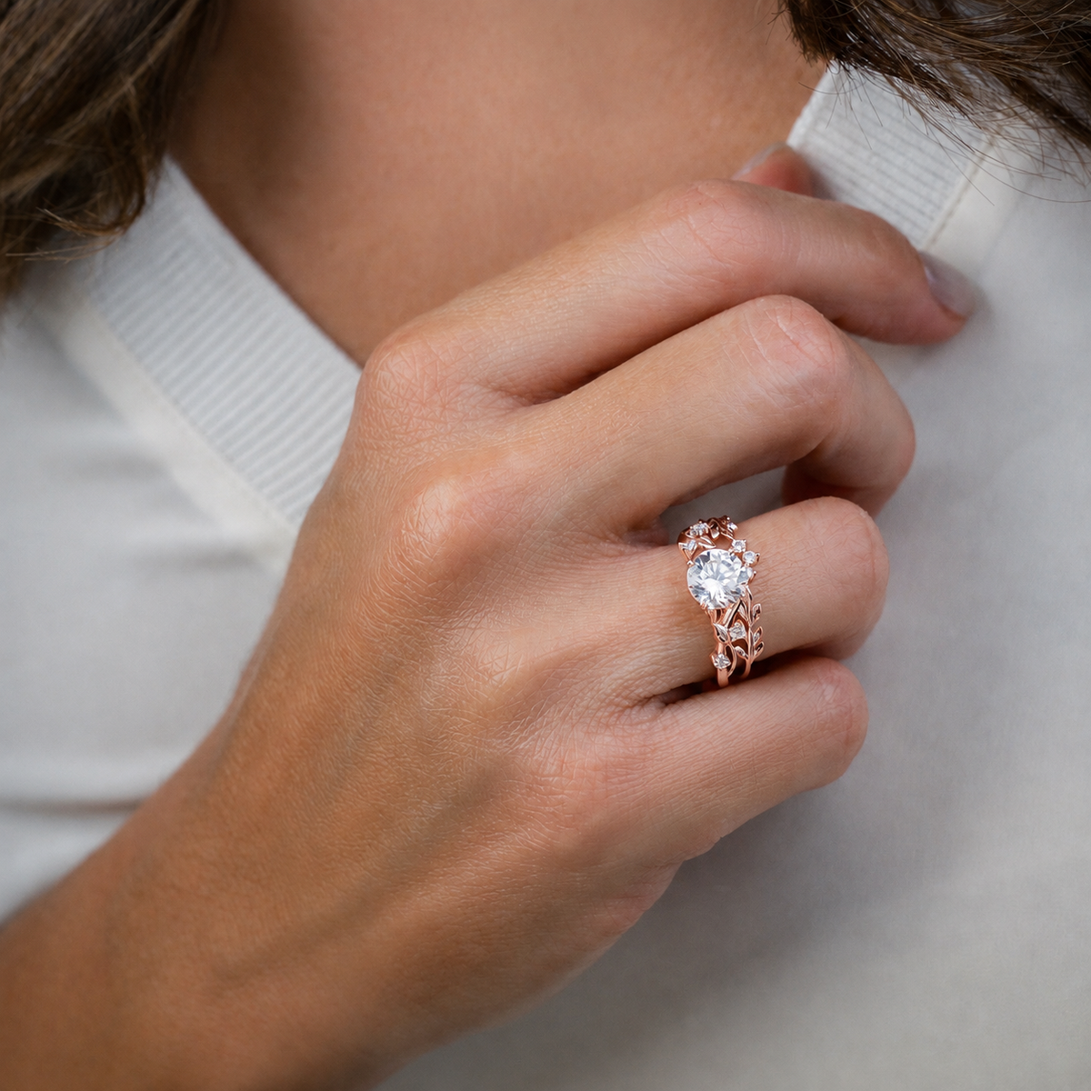 Diamond Twig Cathedral Engagement Ring