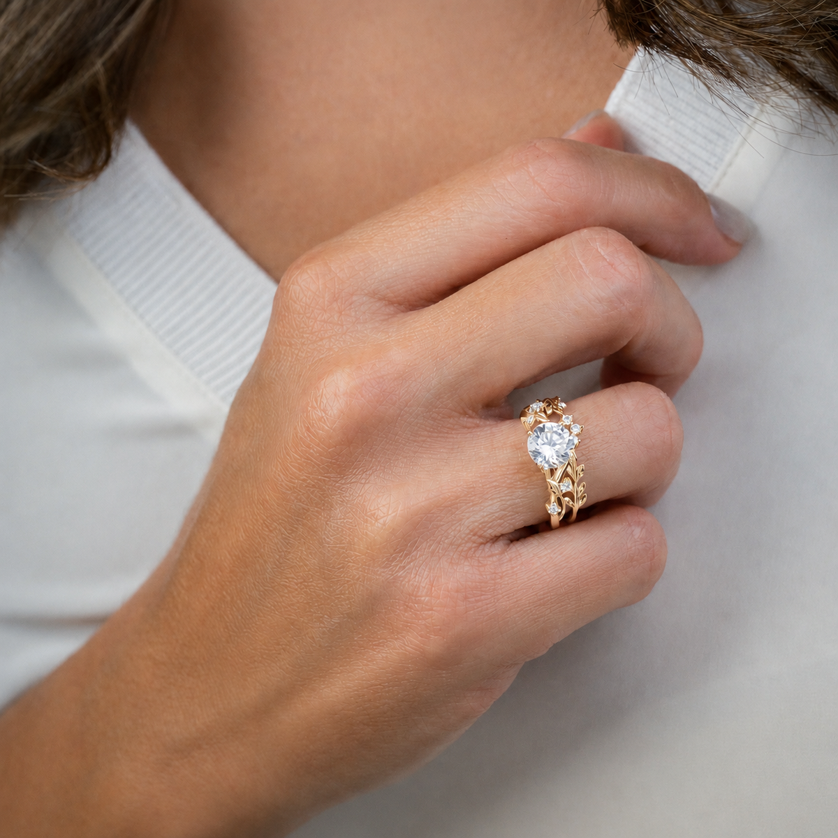 Diamond Twig Cathedral Engagement Ring