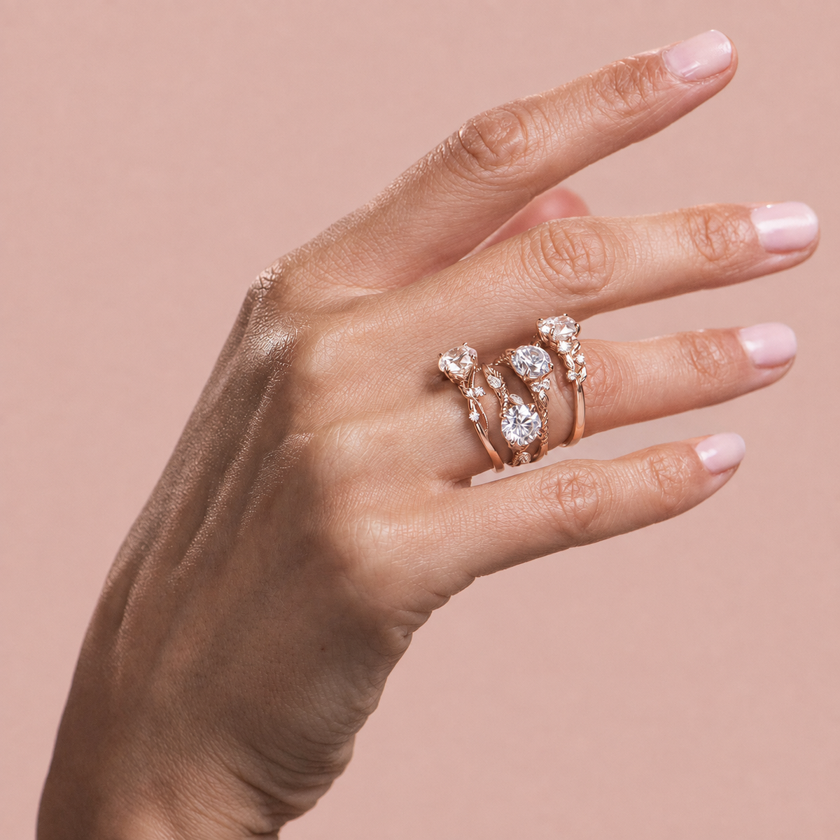 Diamond Twig Cathedral Engagement Ring