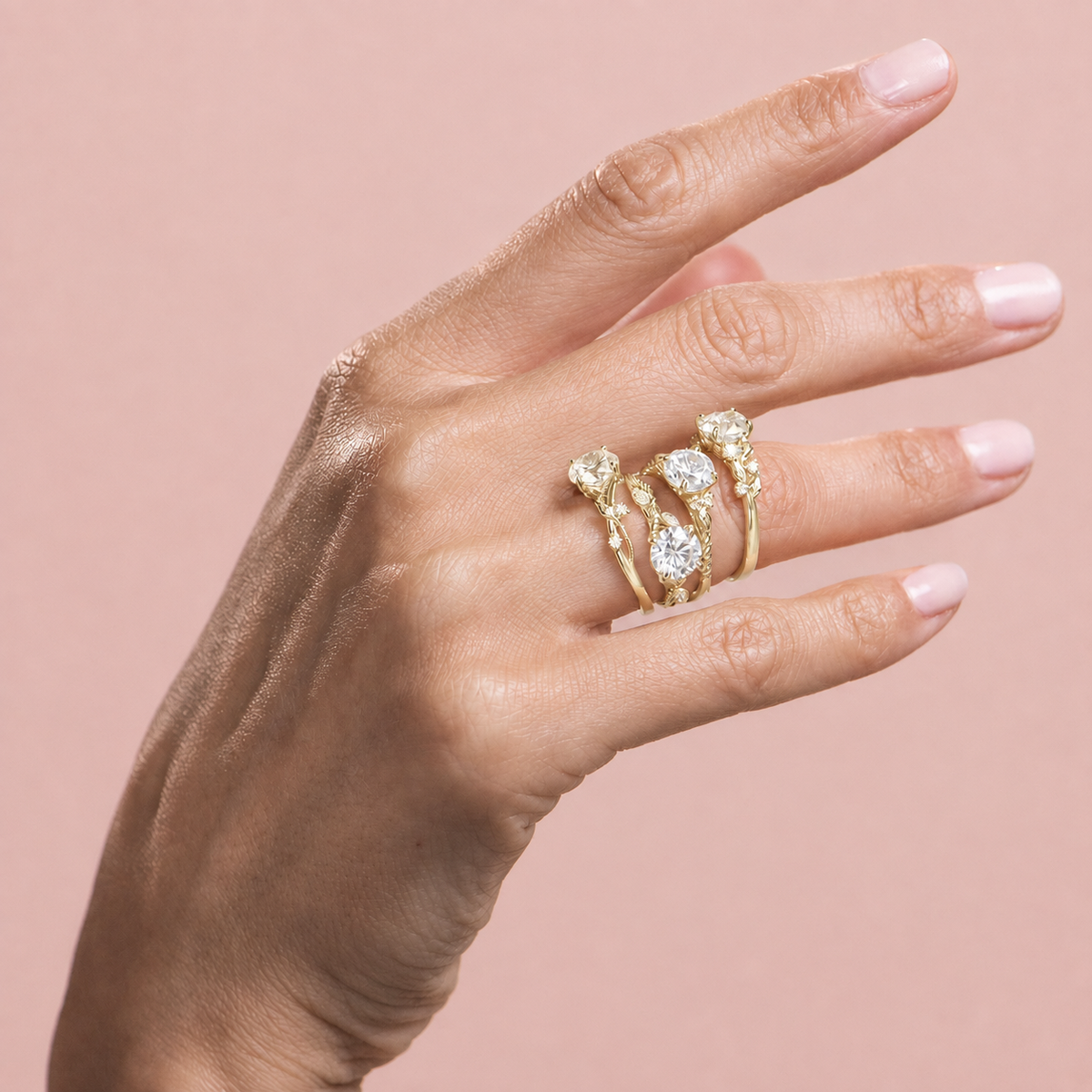 Diamond Twig Cathedral Engagement Ring