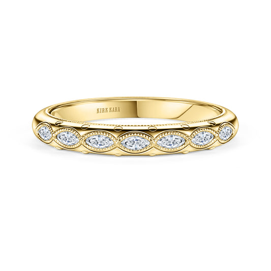 Floral Diamond Marquise Accent Wedding Band