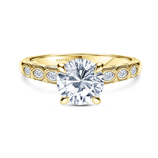 Floral Diamond Marquise Accent Engagement Ring