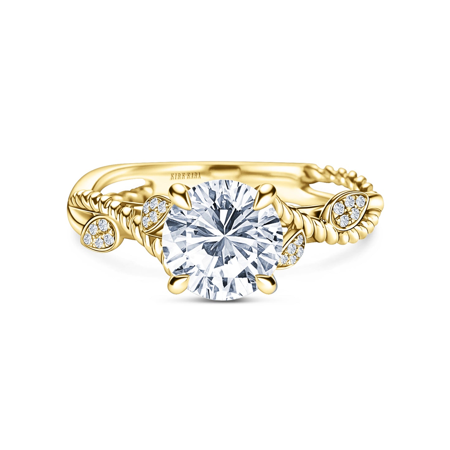 Rope Floral Diamond Cathedral Engagement Ring