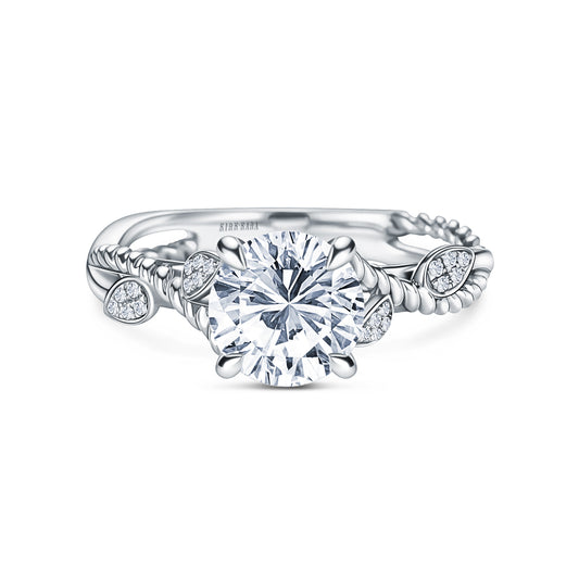 Rope Floral Diamond Cathedral Engagement Ring