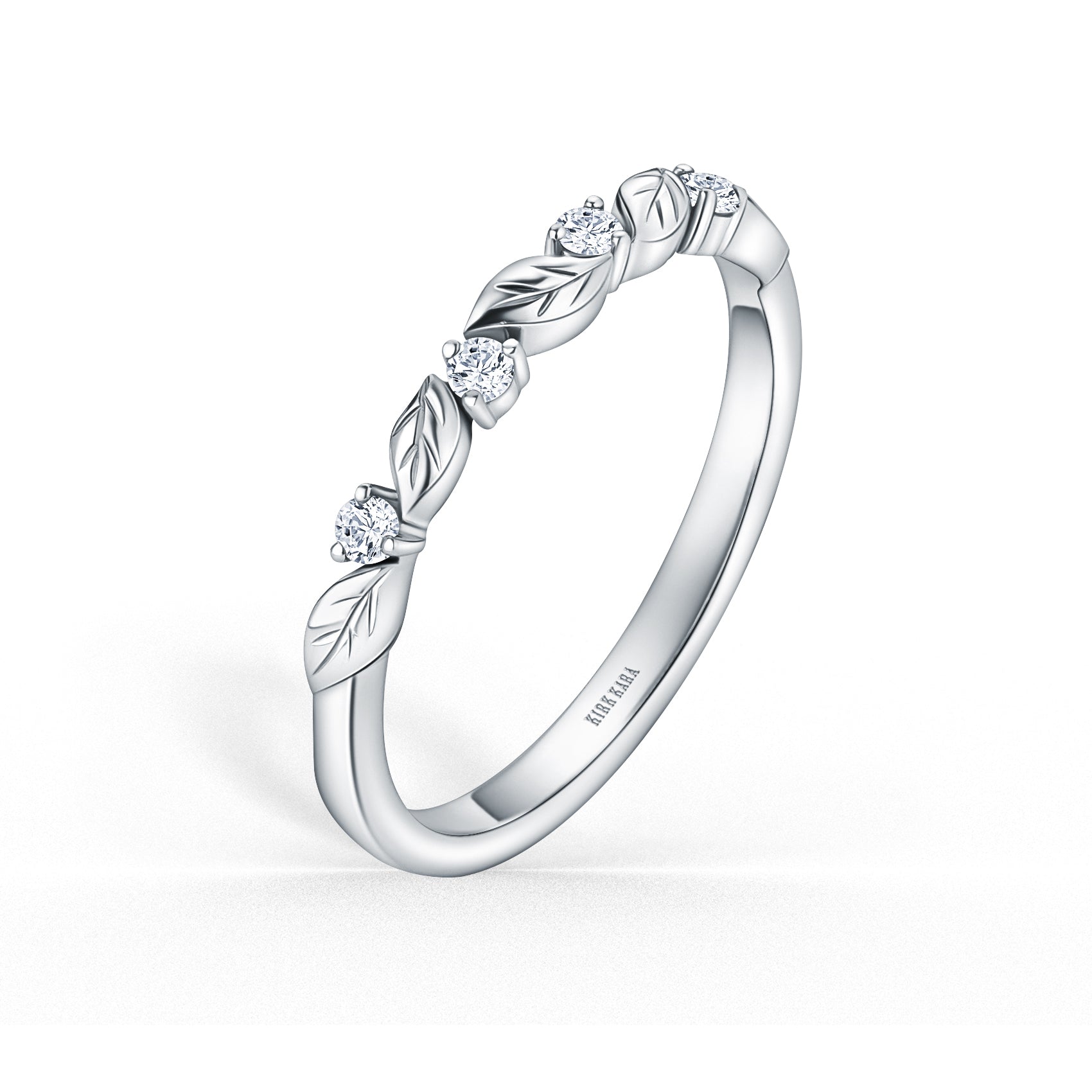 Floral Leaf Diamond Wedding Band – Kirk Kara - Main Image
