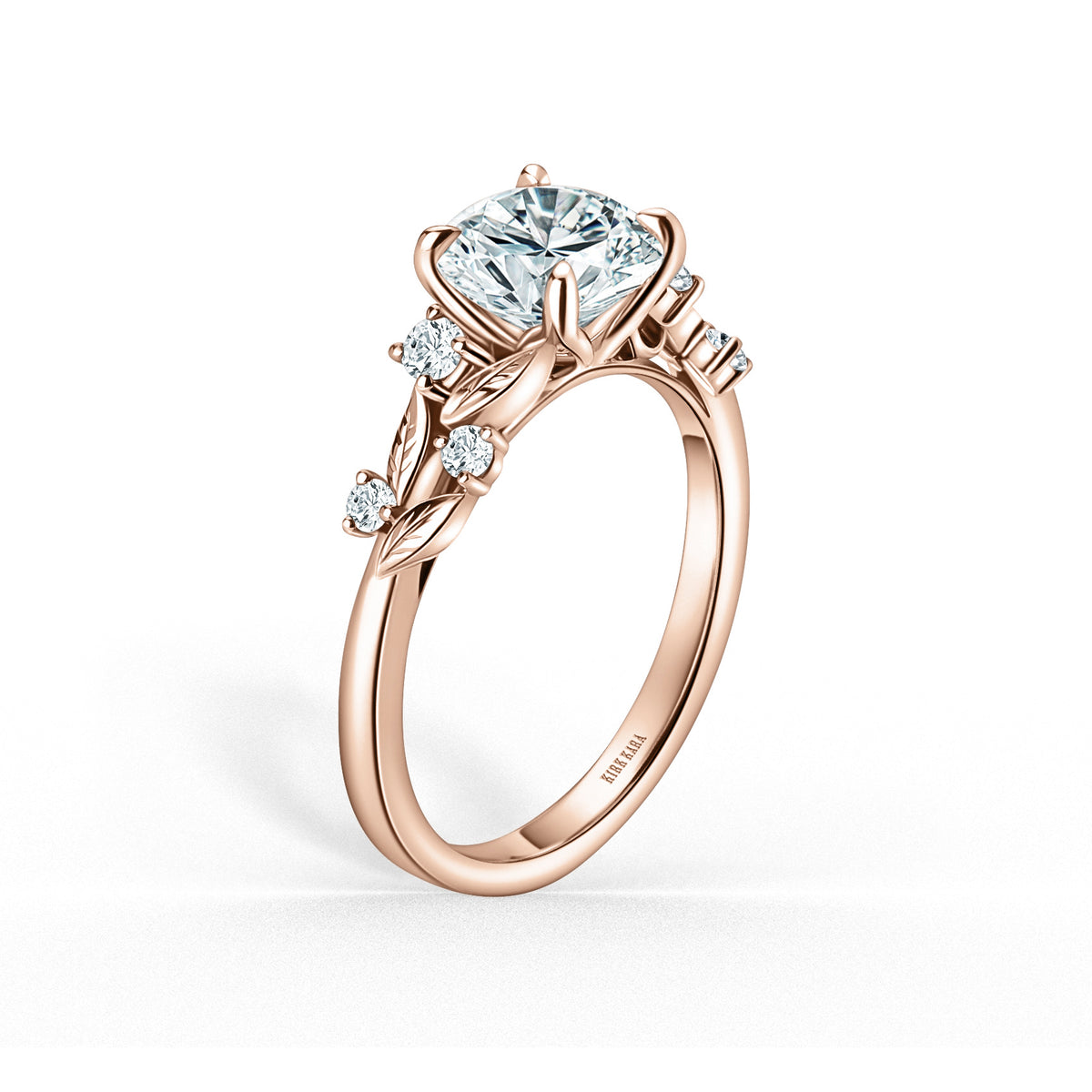 Botanical Leaf Diamond Cathedral Engagement Ring