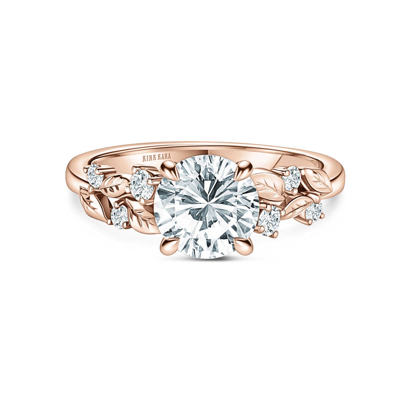 Floral Leaf Diamond Cathedral Engagement Ring