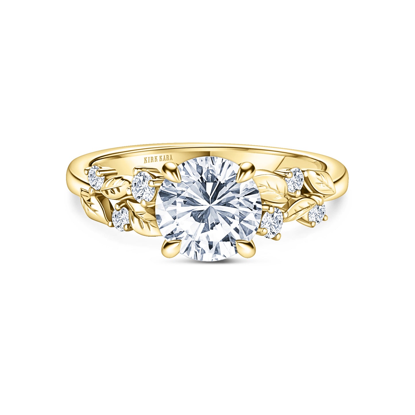 Floral Leaf Diamond Cathedral Engagement Ring