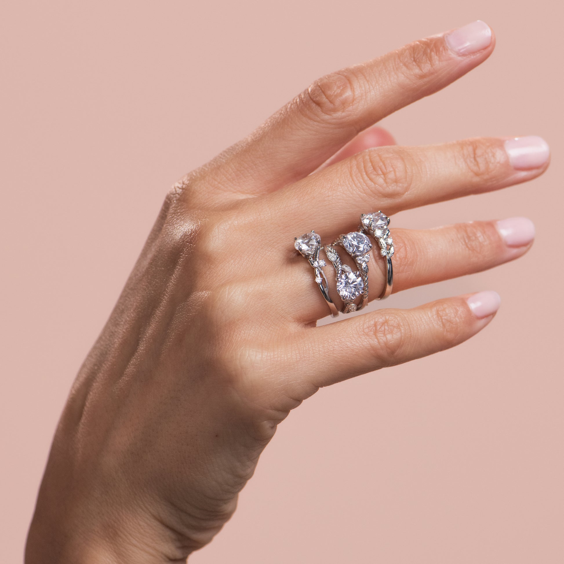 Leaf Accent Diamond Cathedral Engagement Ring – Kirk Kara