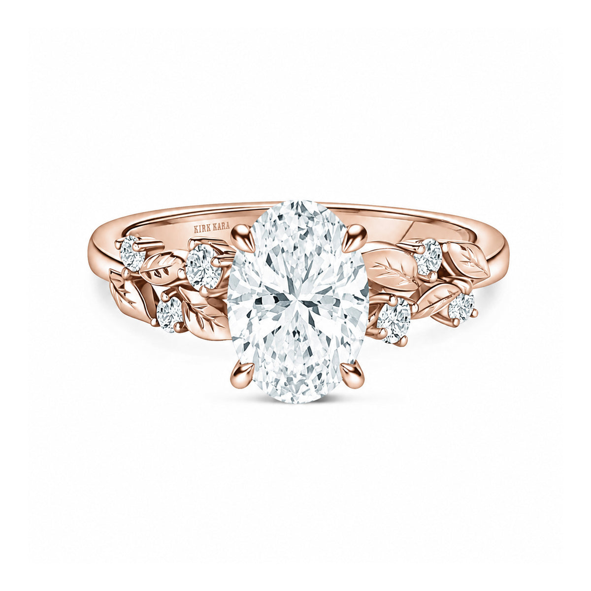 Botanical Leaf Diamond Cathedral Engagement Ring