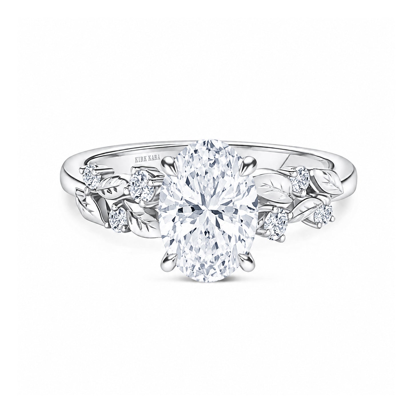 Botanical Leaf Diamond Cathedral Engagement Ring