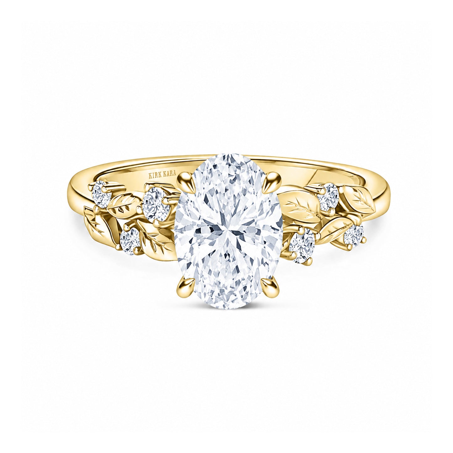 Botanical Leaf Diamond Cathedral Engagement Ring