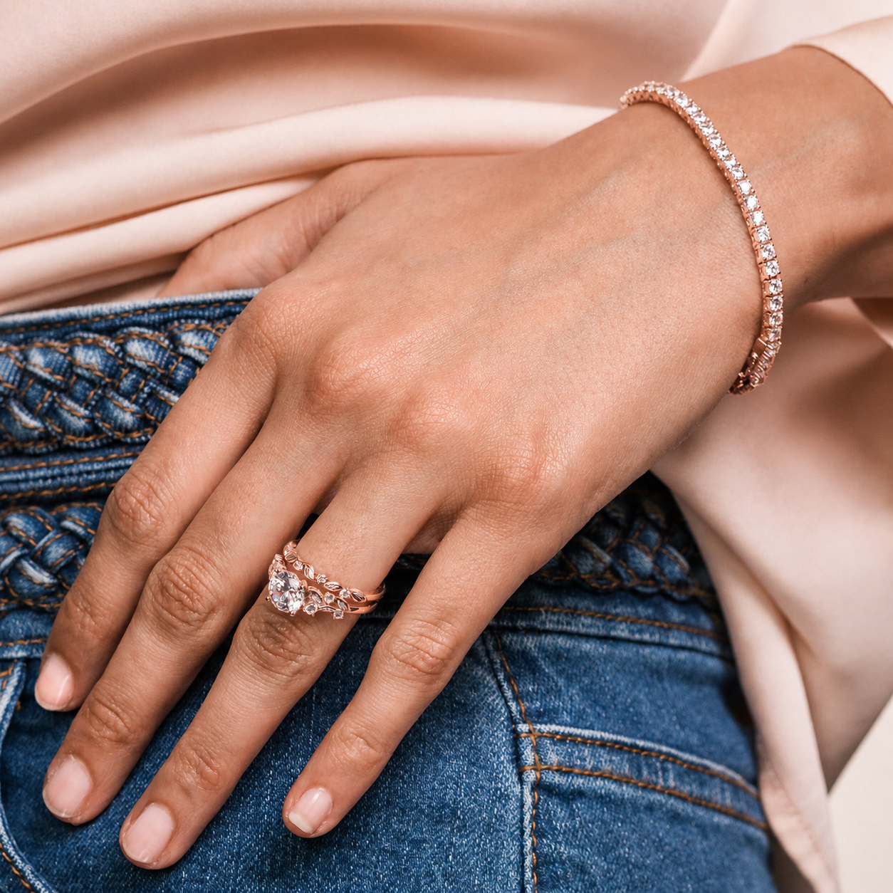 Botanical Leaf Diamond Cathedral Engagement Ring