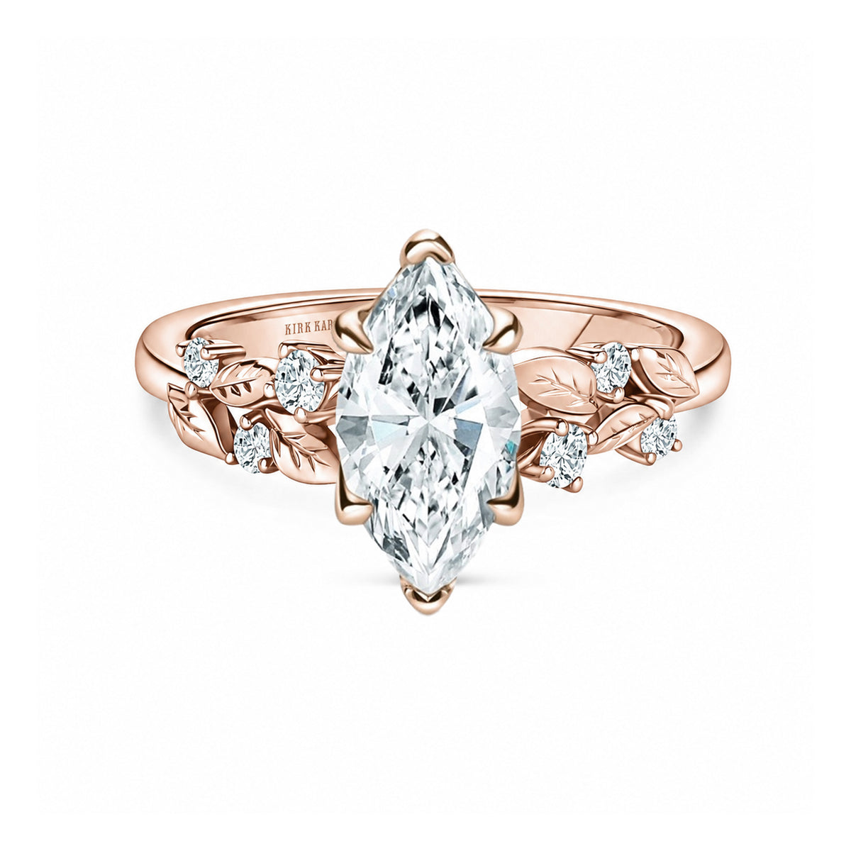 Botanical Leaf Diamond Cathedral Engagement Ring