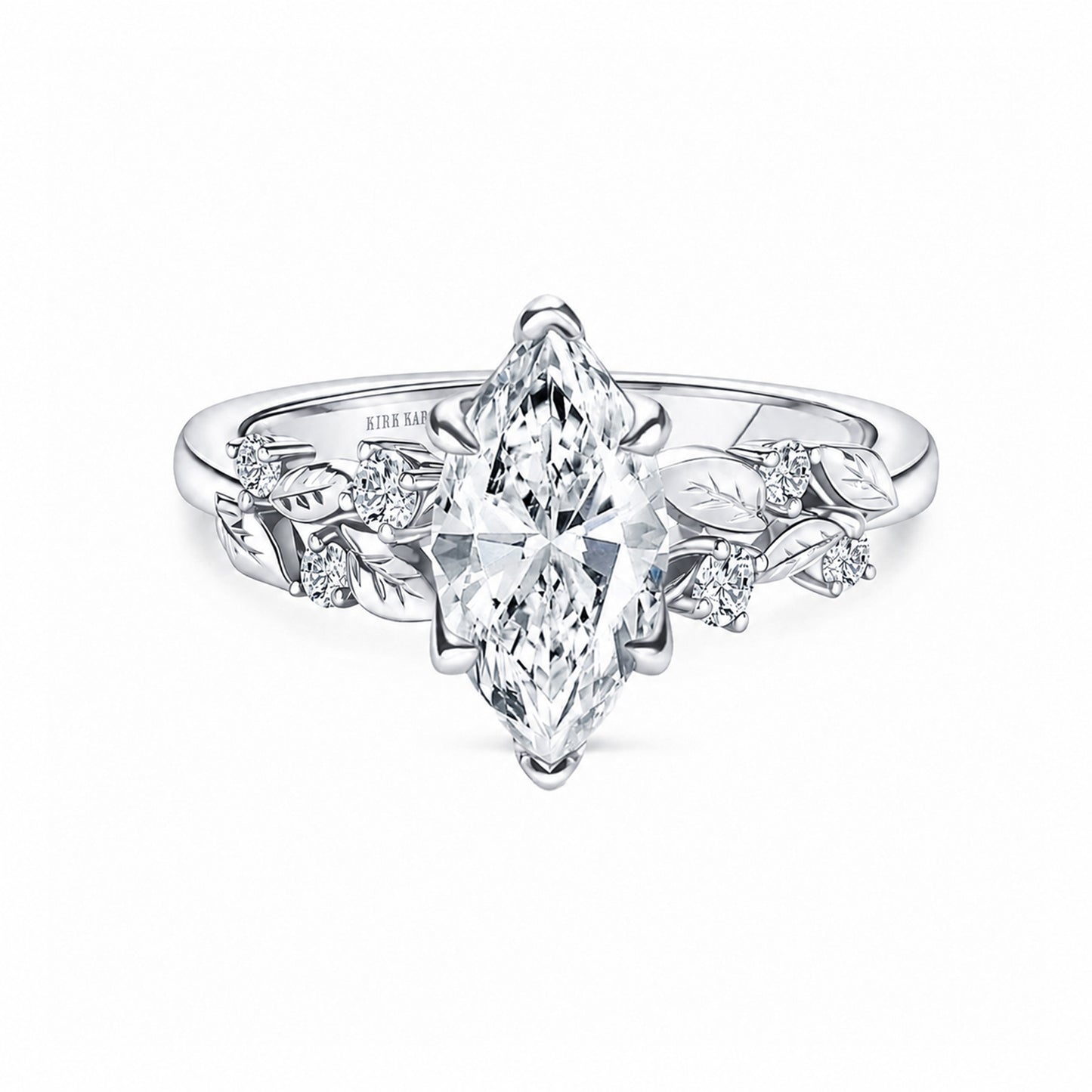 Botanical Leaf Diamond Cathedral Engagement Ring