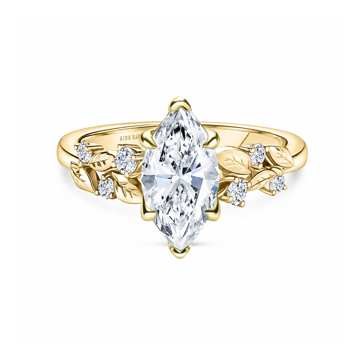 Botanical Leaf Diamond Cathedral Engagement Ring