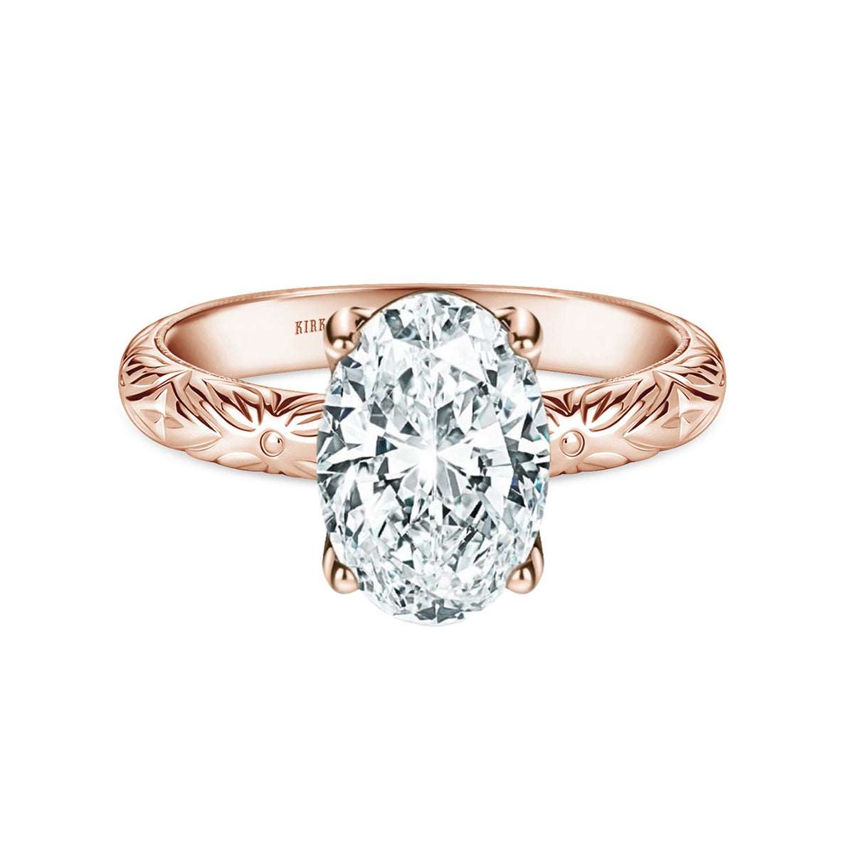 Floral Engraved Vintage Solitaire Engagement Ring