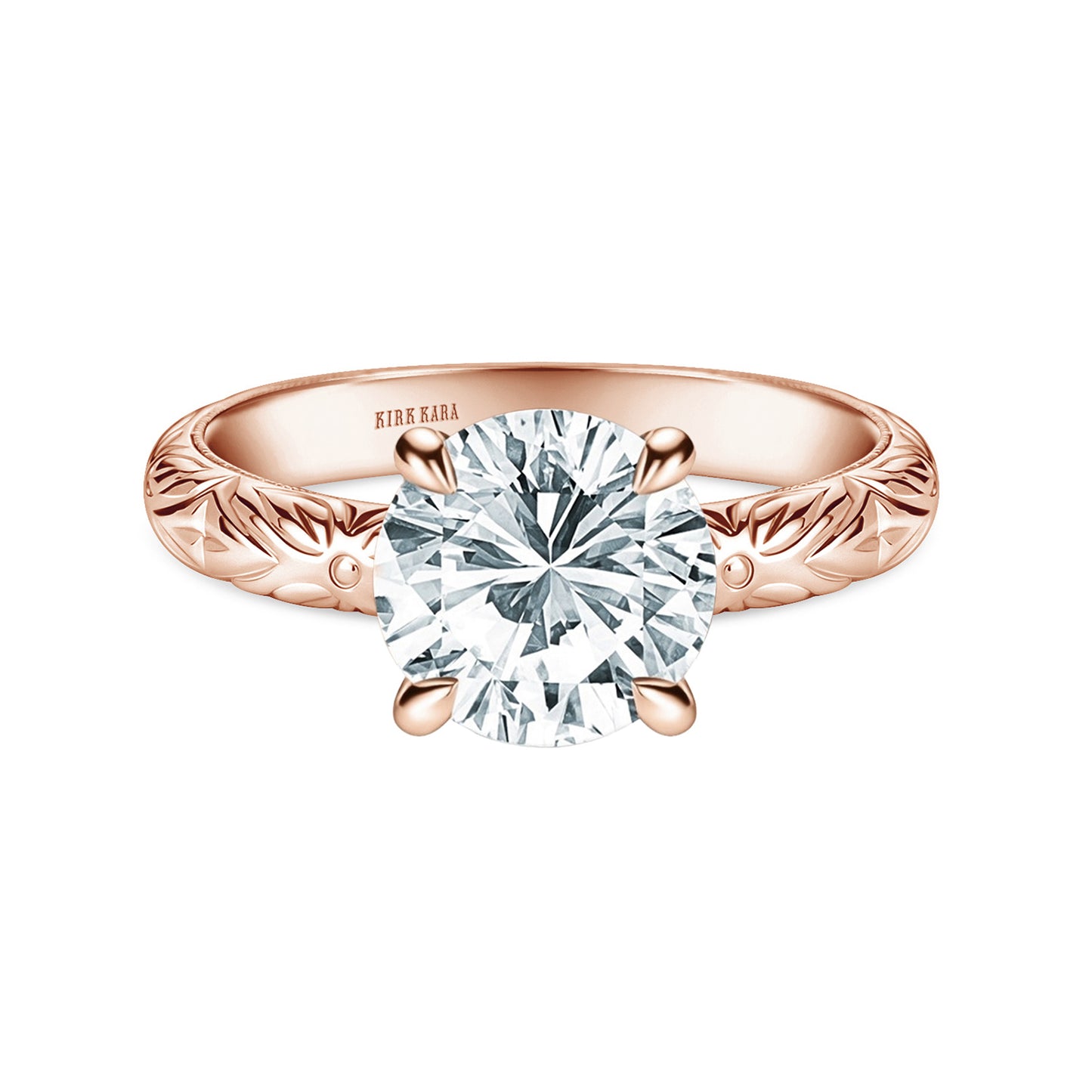 Floral Engraved Vintage Solitaire Engagement Ring