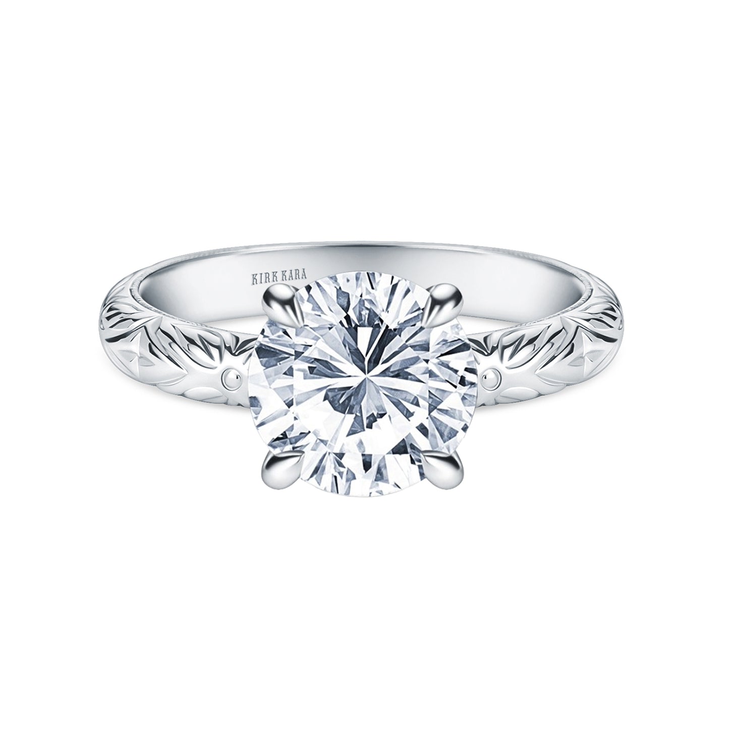 Floral Engraved Vintage Solitaire Engagement Ring