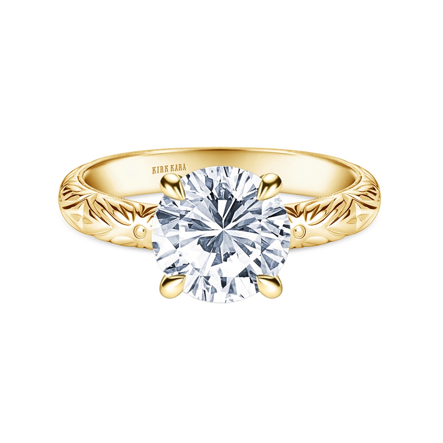 Floral Engraved Vintage Solitaire Engagement Ring