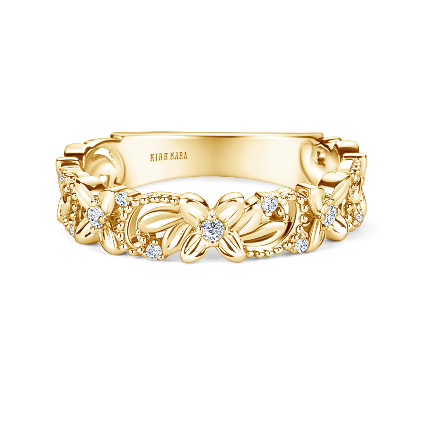Floral Diamond Milgrain Wedding Band