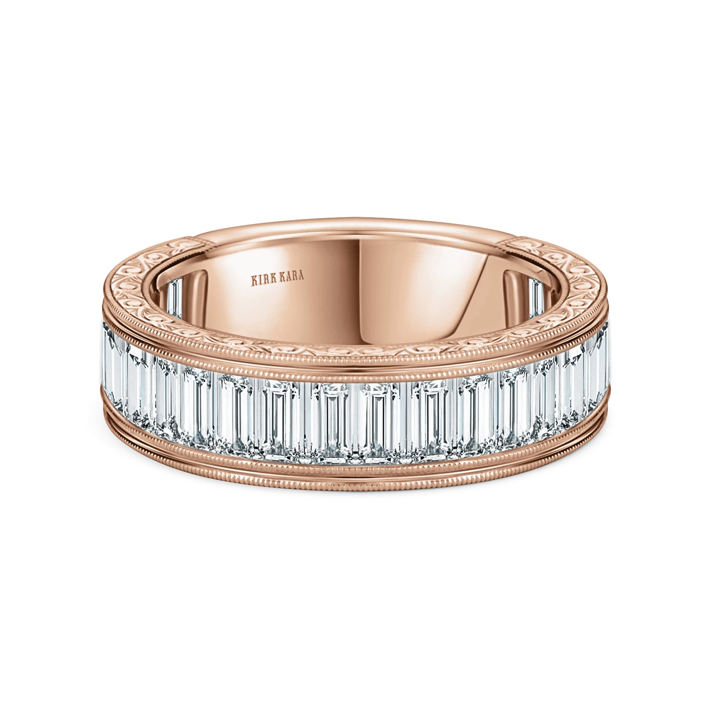 Channel Baguette Engraved Fashion Wedding Band