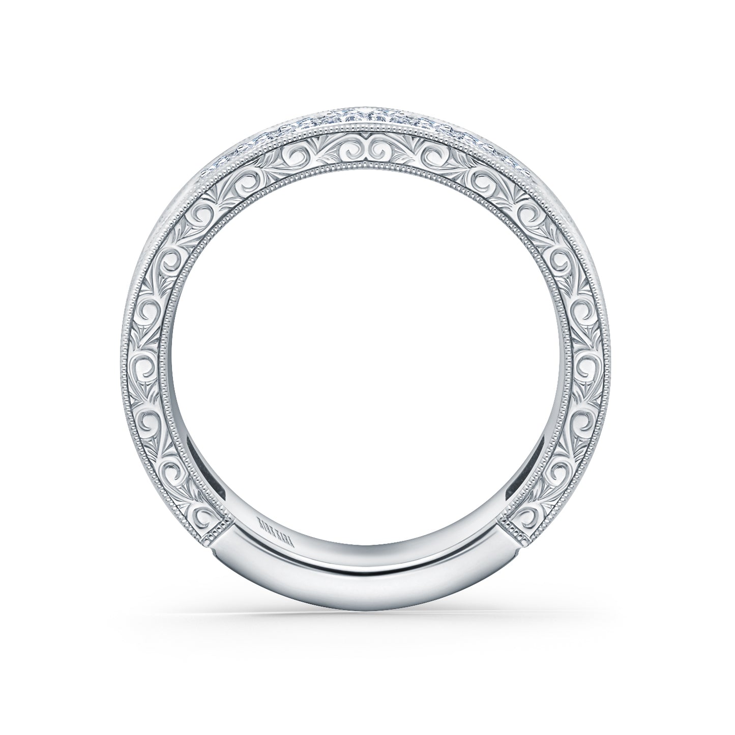 Channel Baguette Engraved Fashion Wedding Band