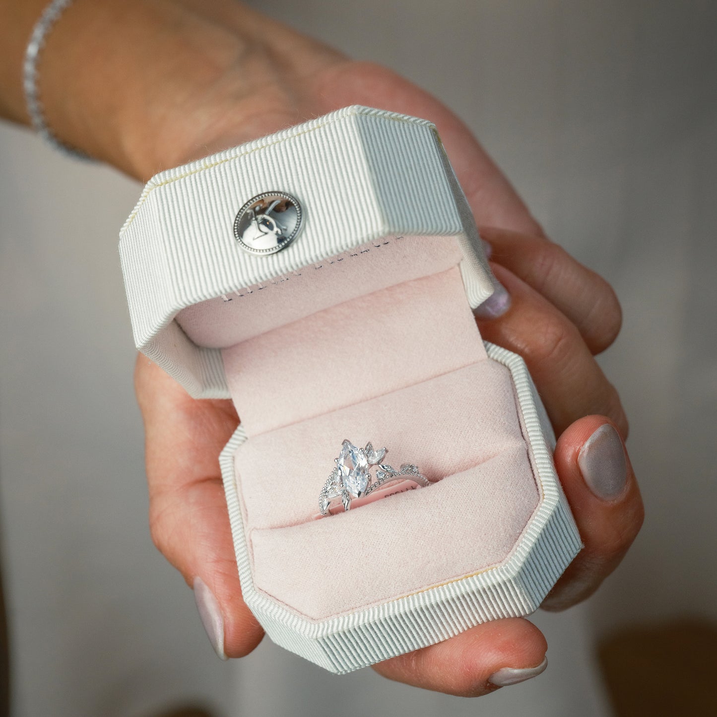 Boho Leaf Milgrain Diamond Engagement Ring