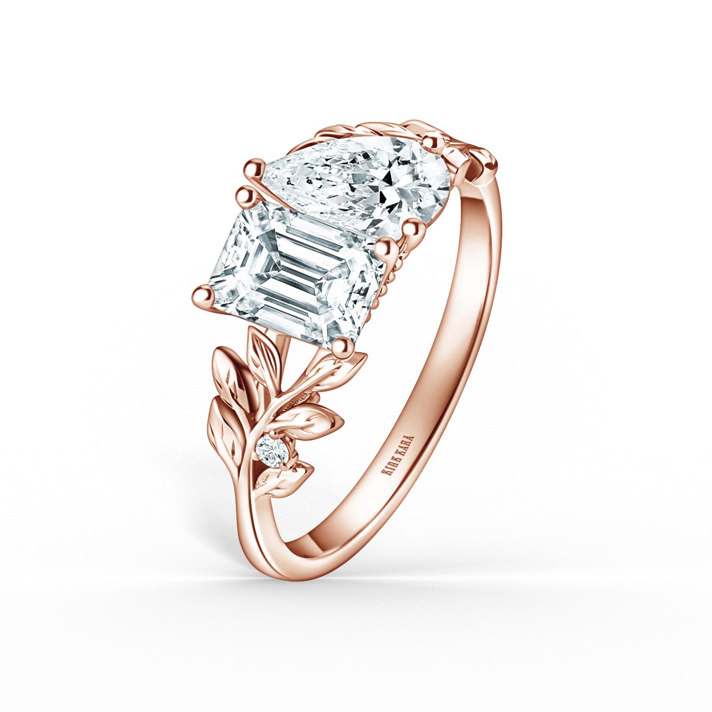 Floral Leaf Inspired Moi et Toi Diamond Engagement Ring